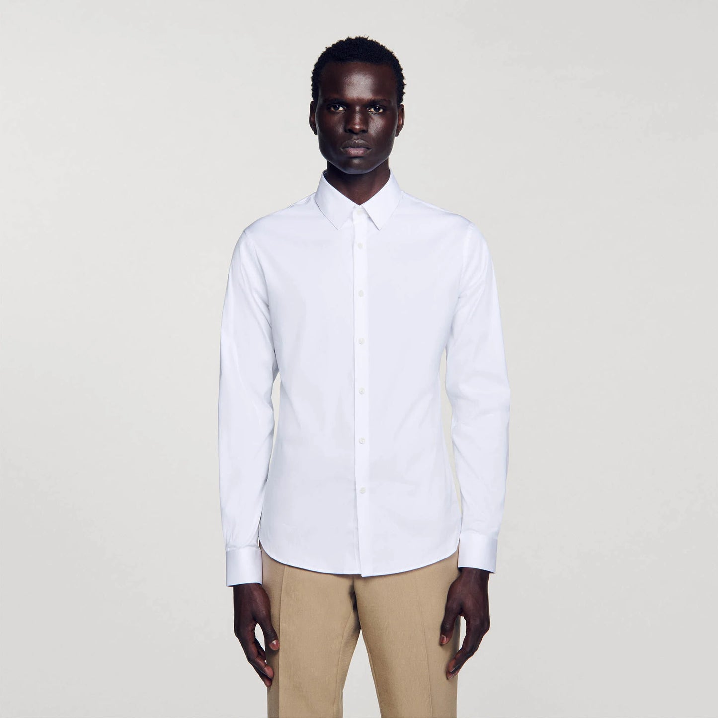 Fitted Stretch Cotton Shirt White