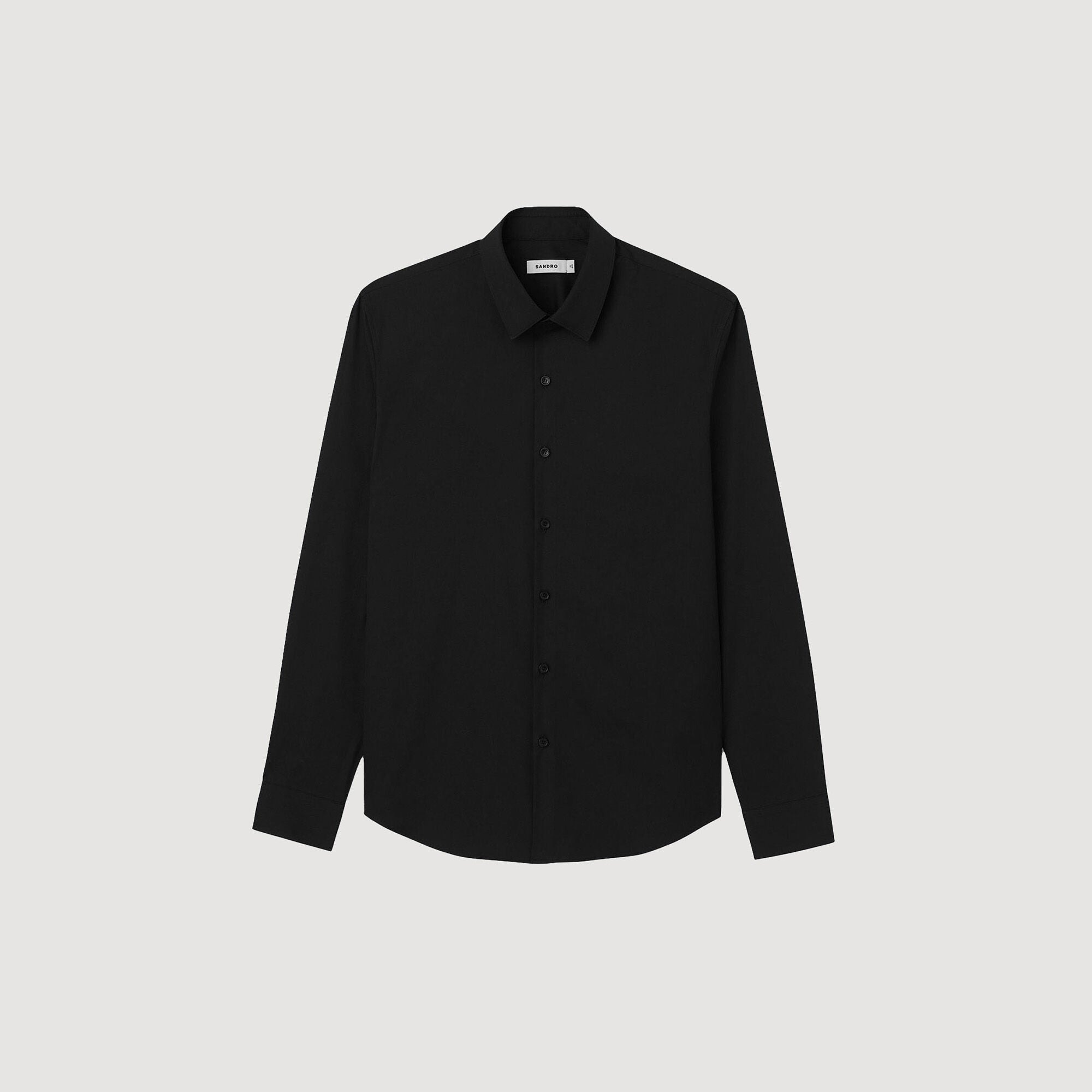 Fitted Stretch Cotton Shirt Black