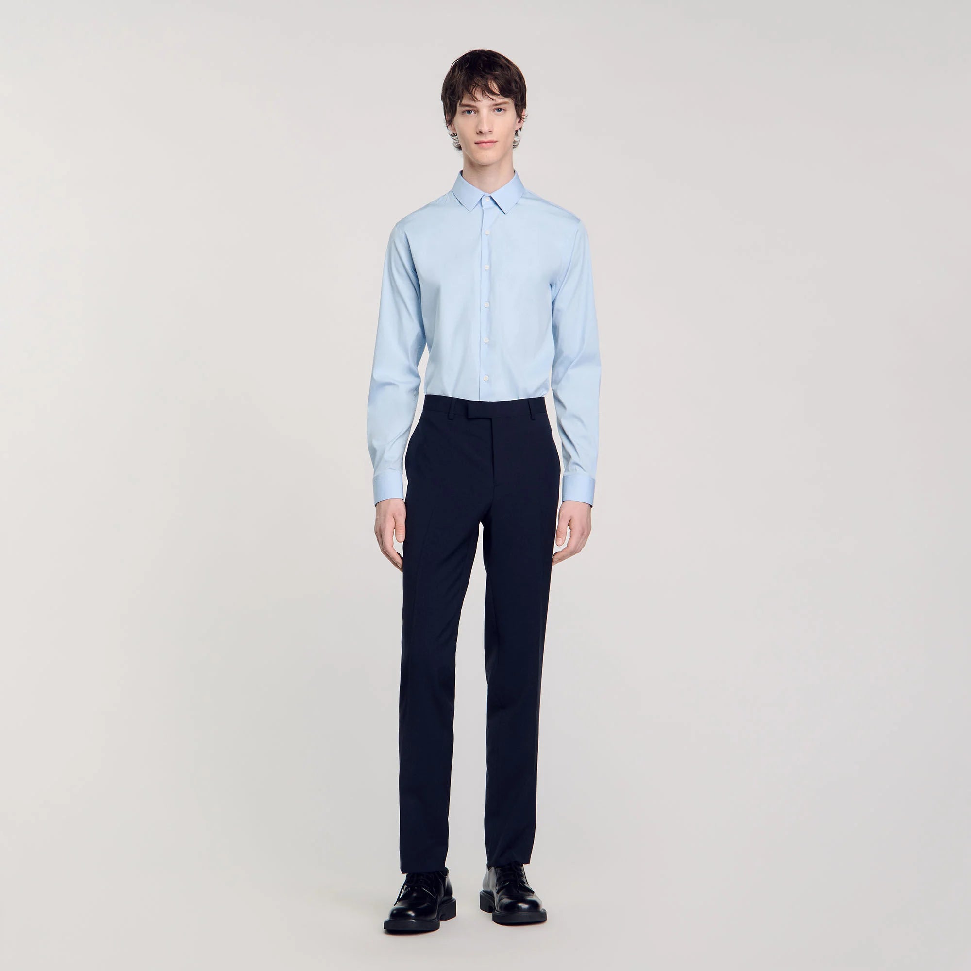 Fitted Stretch Cotton Shirt - Sky Blue Sky Blue