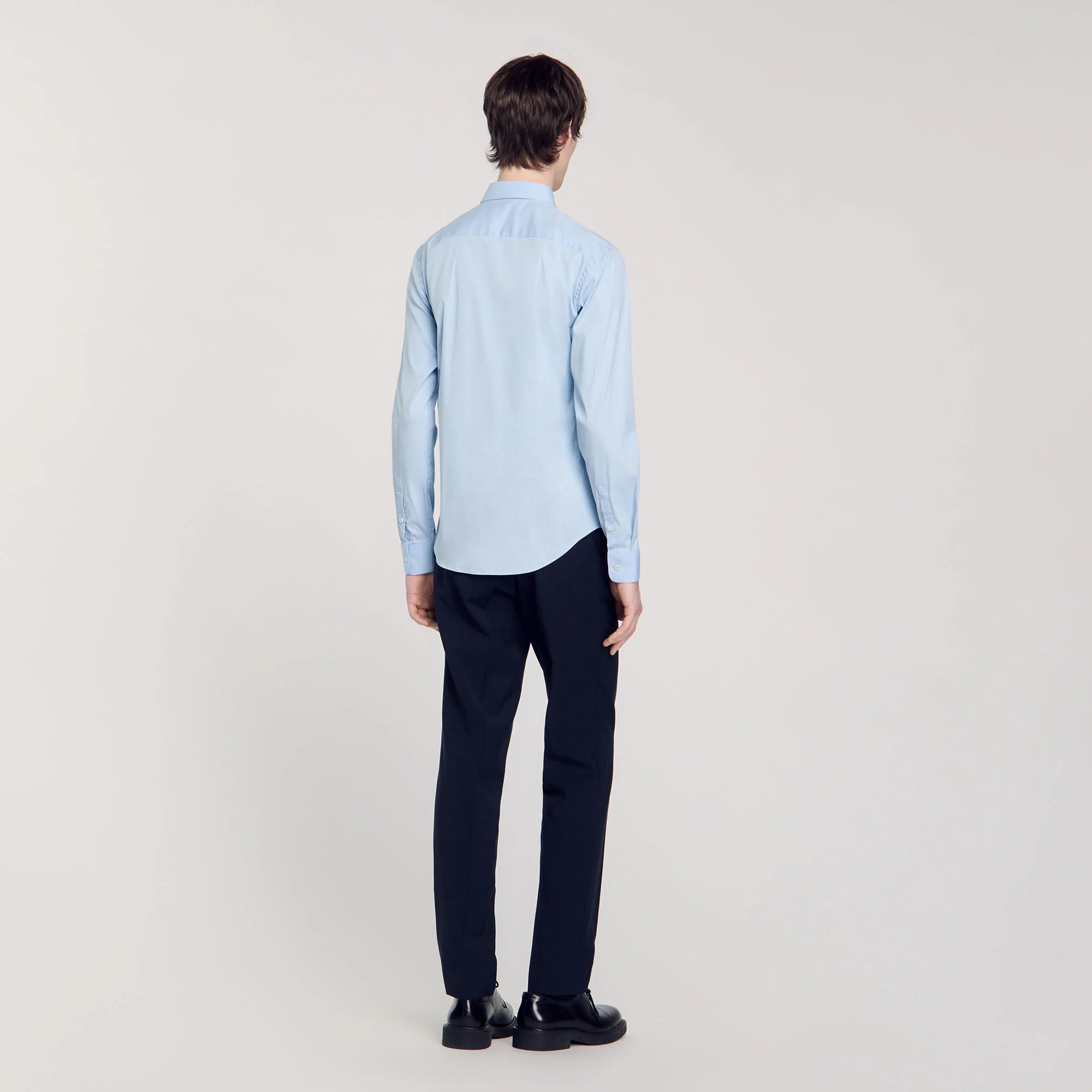 Fitted Stretch Cotton Shirt - Sky Blue Sky Blue