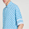 Square Cross Motif Flowing Shirt Sky Blue