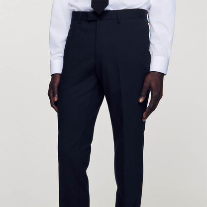 Classic Wool Suit Trousers Navy Blue