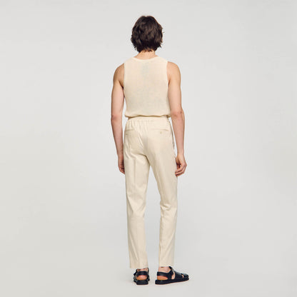 Elasticated Straight-Leg Pants Light Beige