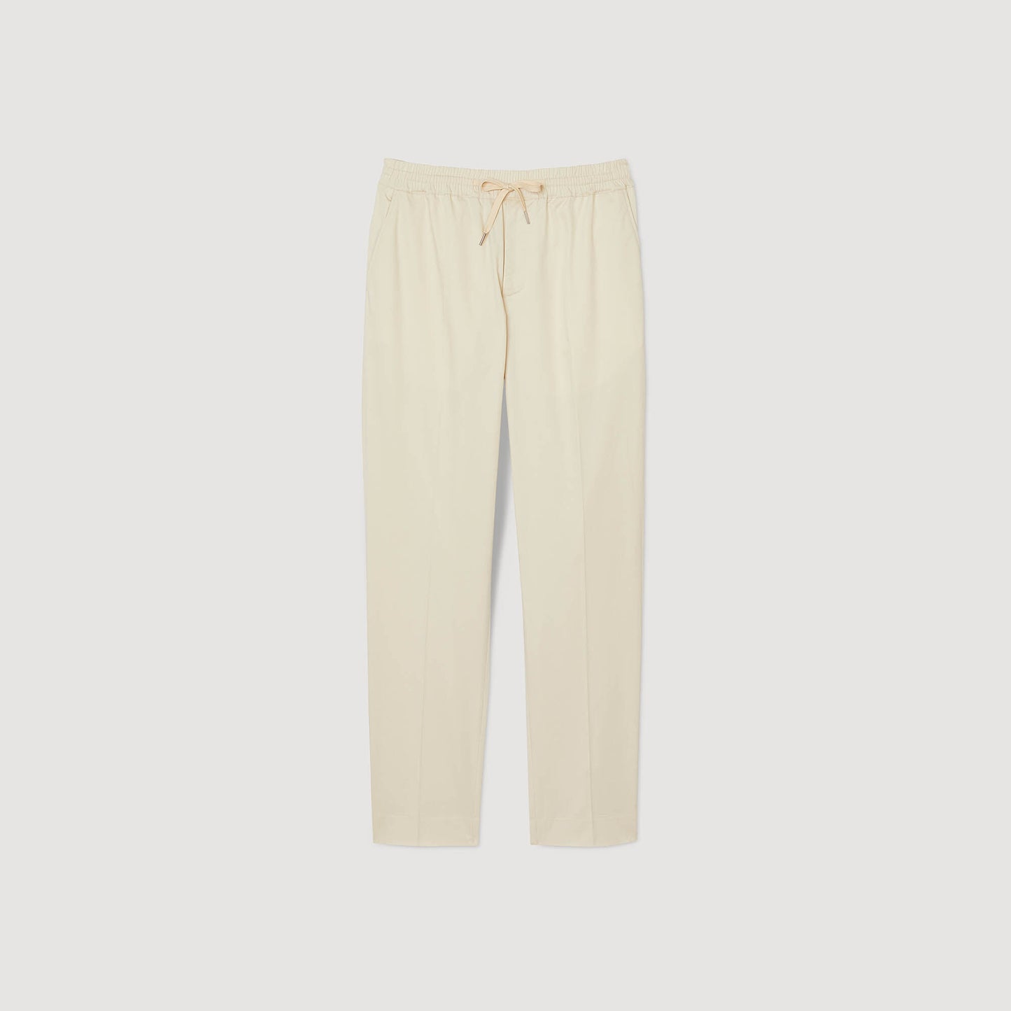 Elasticated Straight-Leg Pants Light Beige