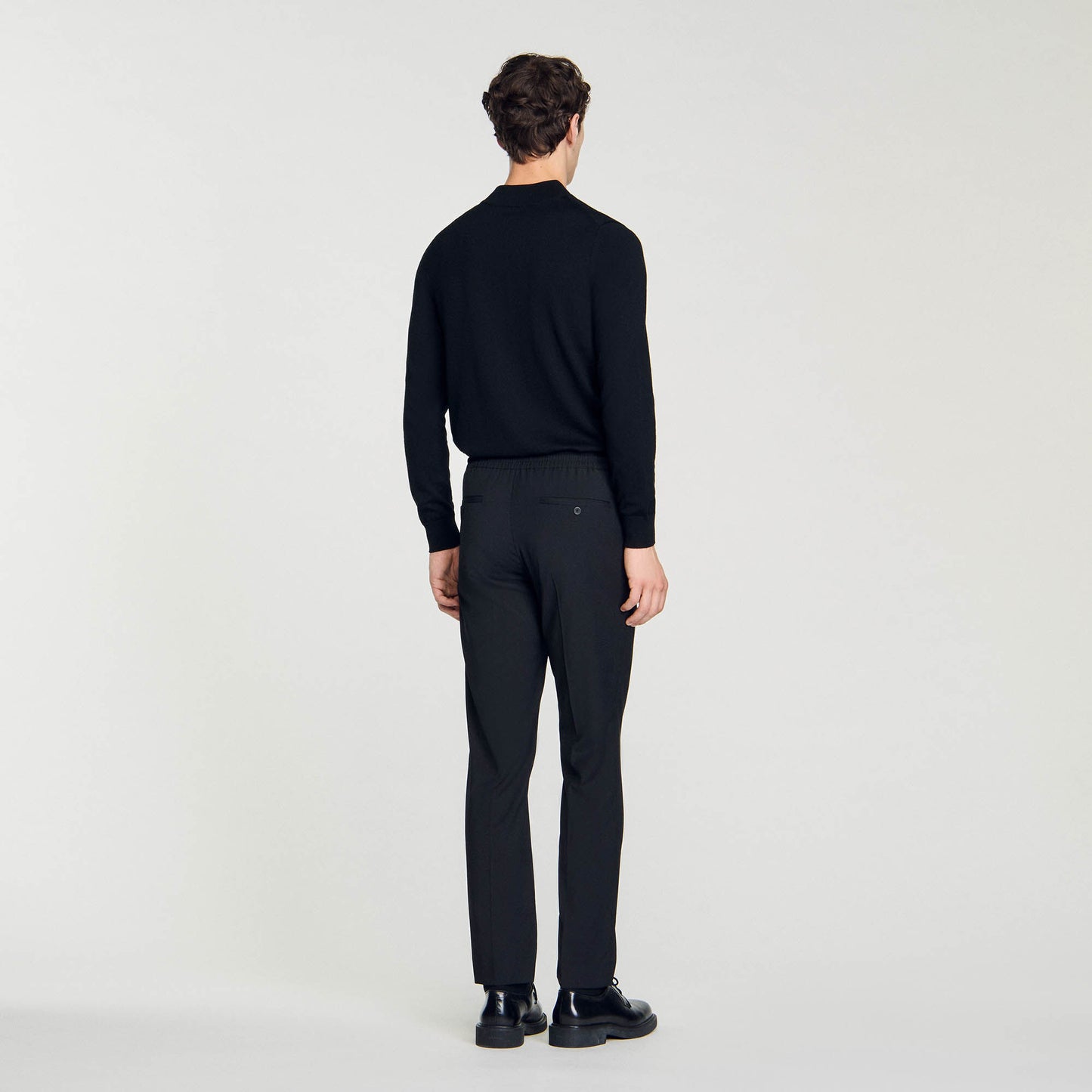 Elasticated Straight-Leg Pants Black