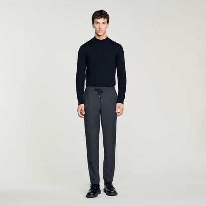 Elasticated Straight-Leg Pants Mocked Grey