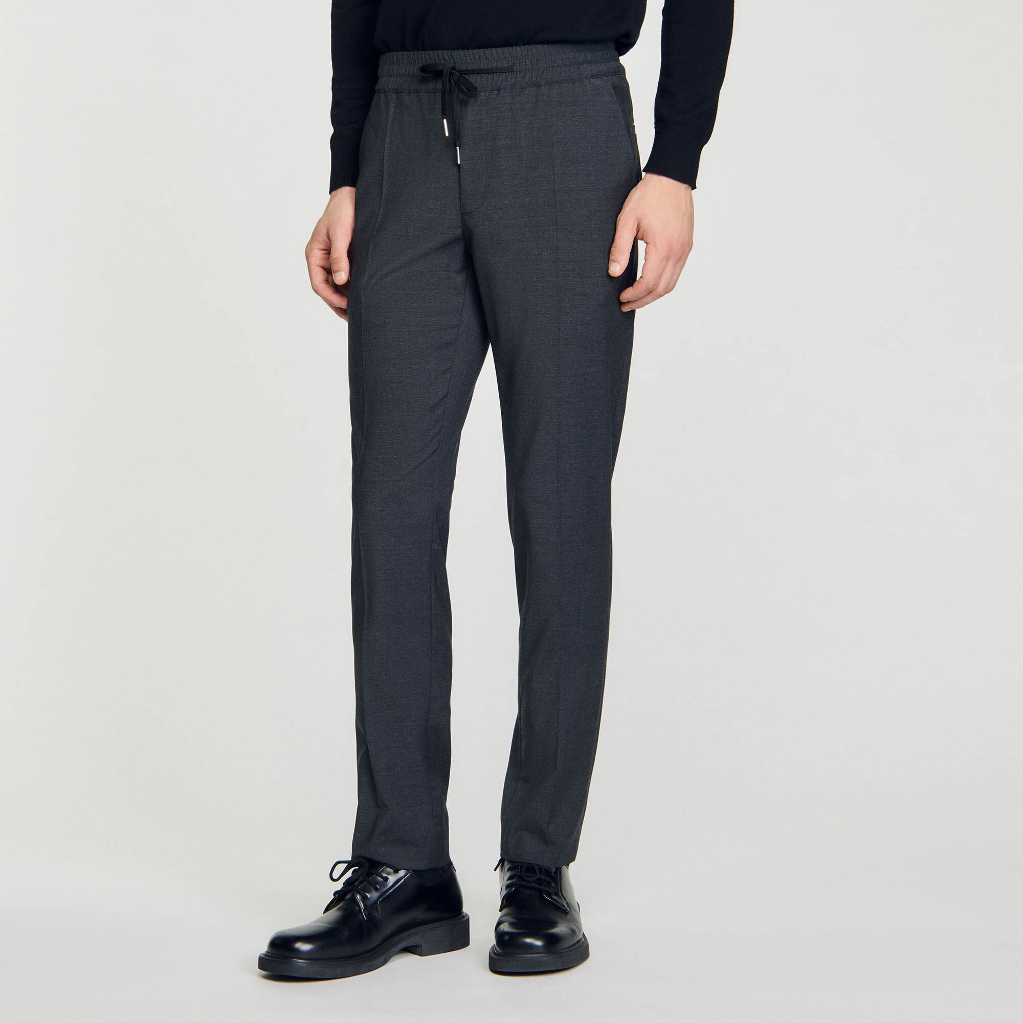 Elasticated Straight-Leg Pants Mocked Grey