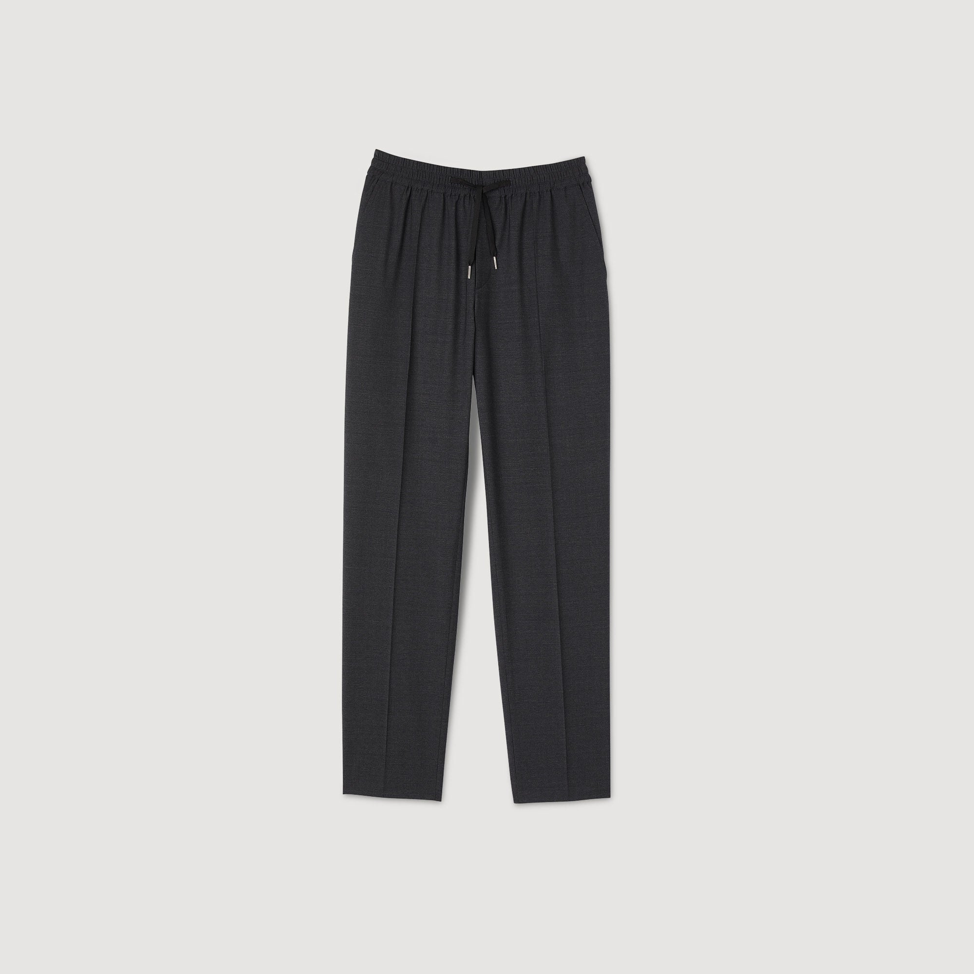 Elasticated Straight-Leg Pants Mocked Grey