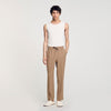 Elasticated Straight-Leg Trousers Dark Sand