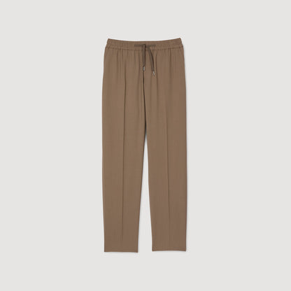 Elasticated Straight-Leg Trousers Dark Sand