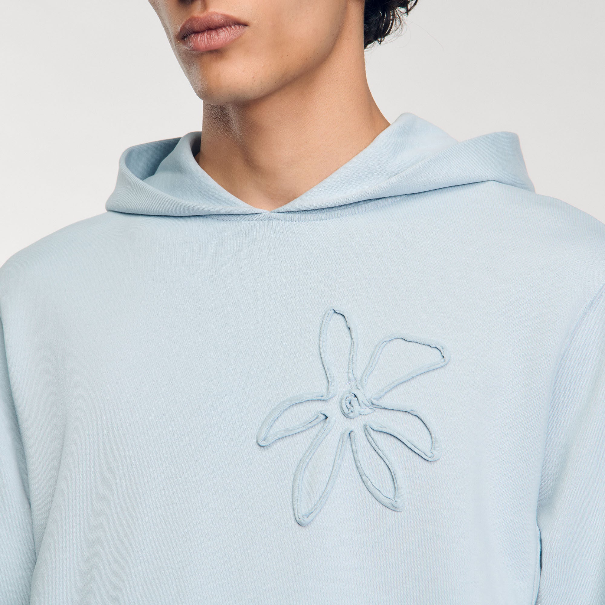 Single Flower Hoodie Baby Blue