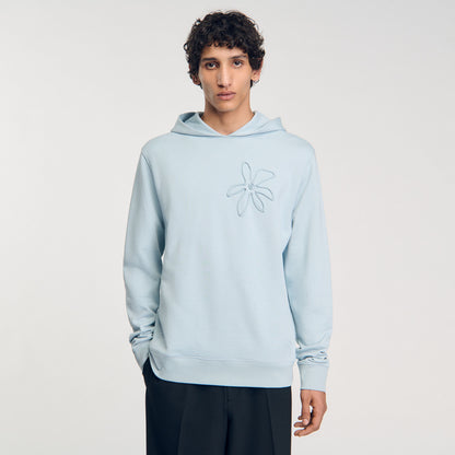 Single Flower Hoodie Baby Blue