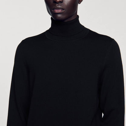 Roll Neck Wool Sweater Black