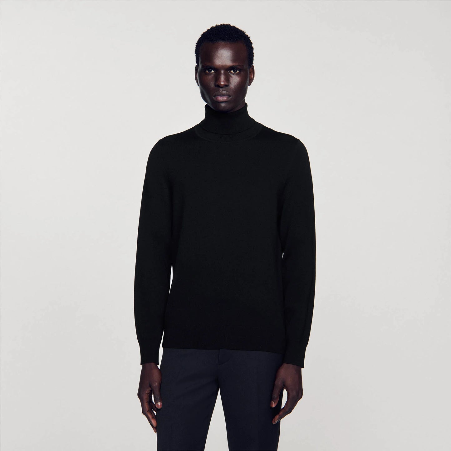 Roll Neck Wool Sweater Black