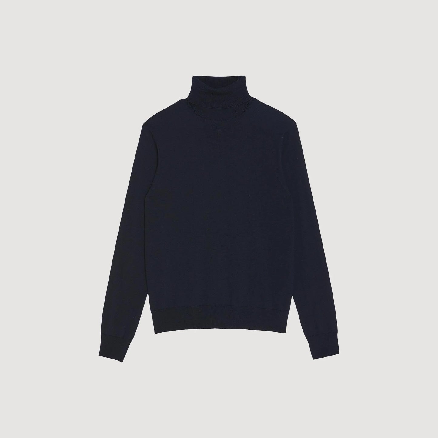 Roll Neck Wool Sweater Navy Blue