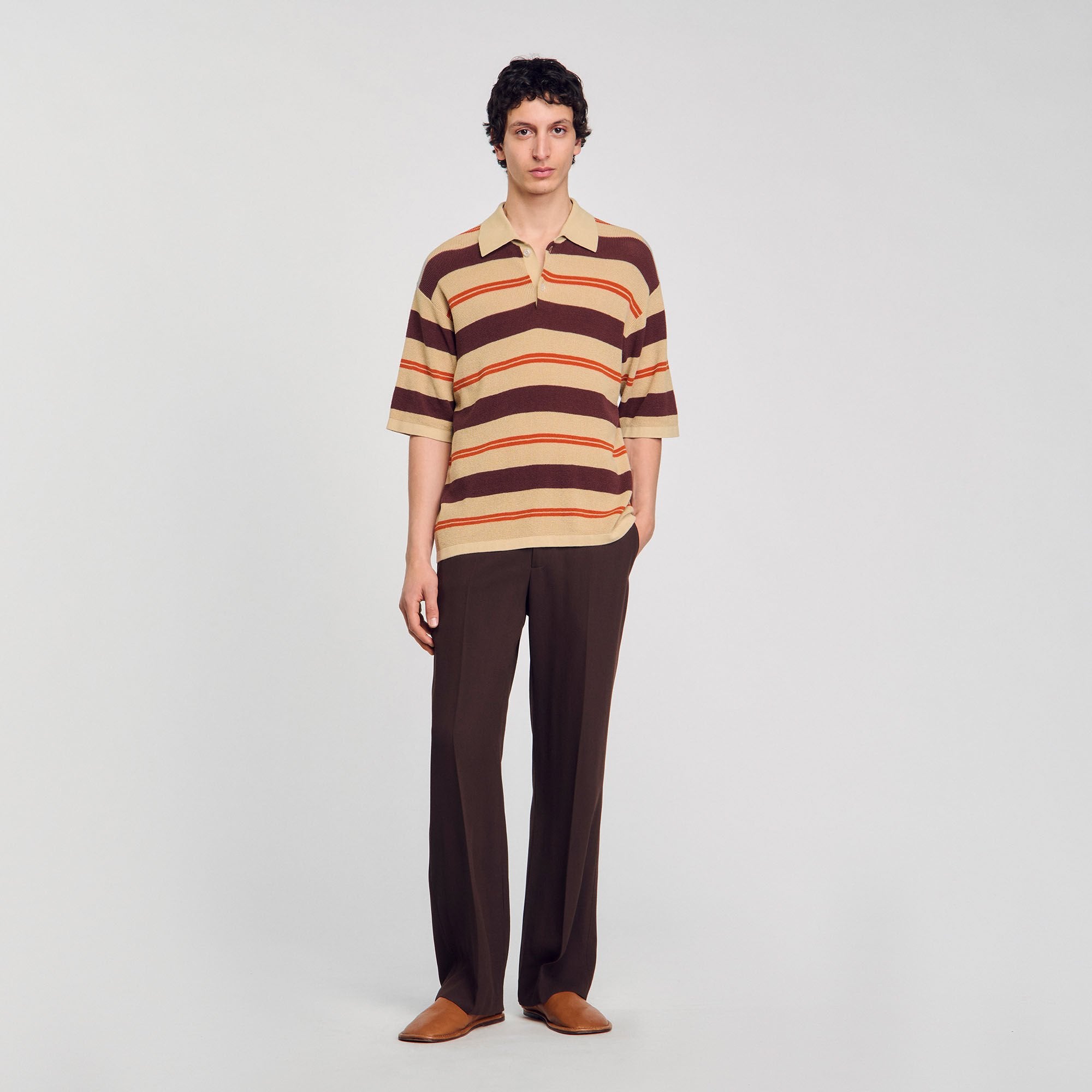 Stripes Polo Stripy Knit Polo Shirt Nut Nut