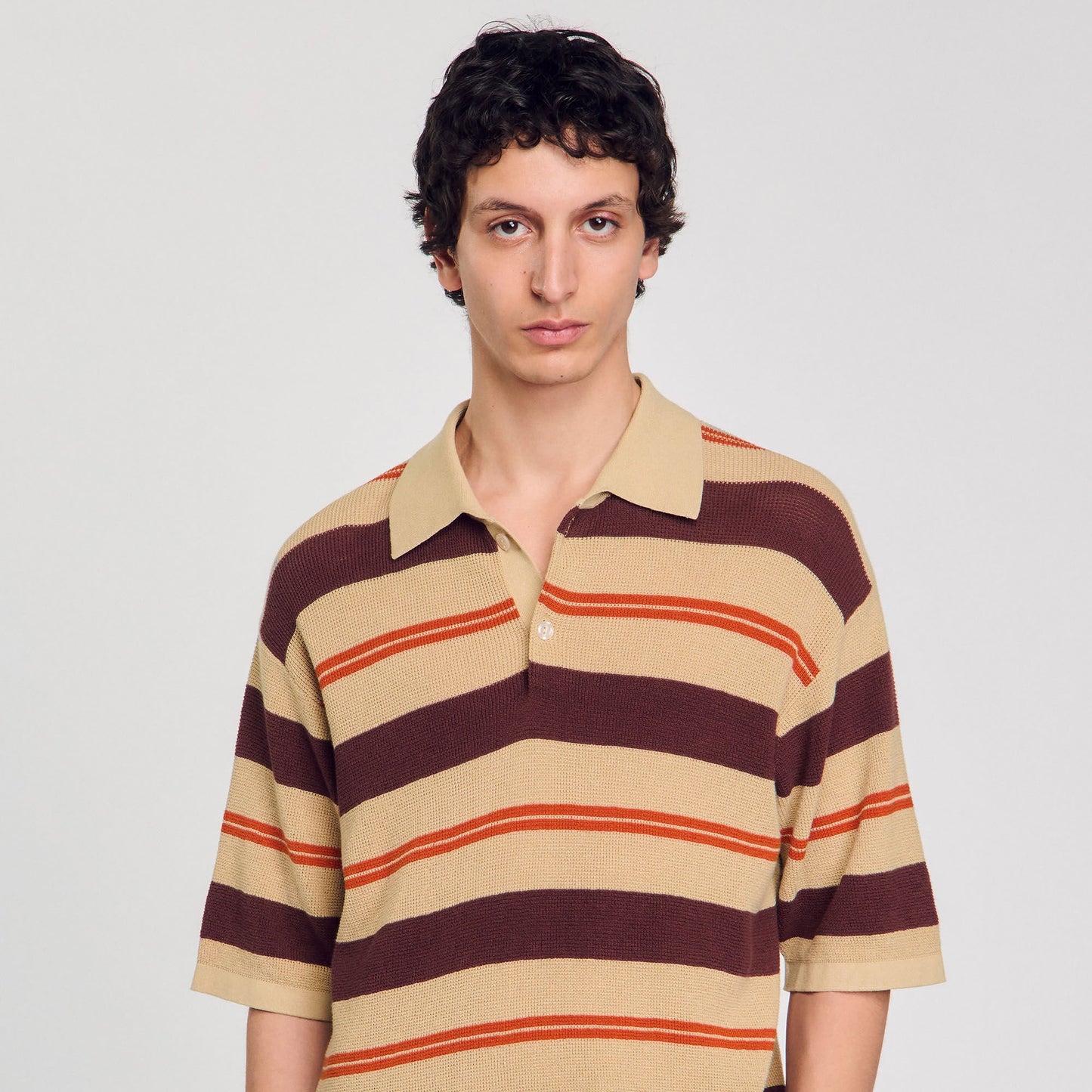 Stripes Polo Stripy Knit Polo Shirt Nut Nut