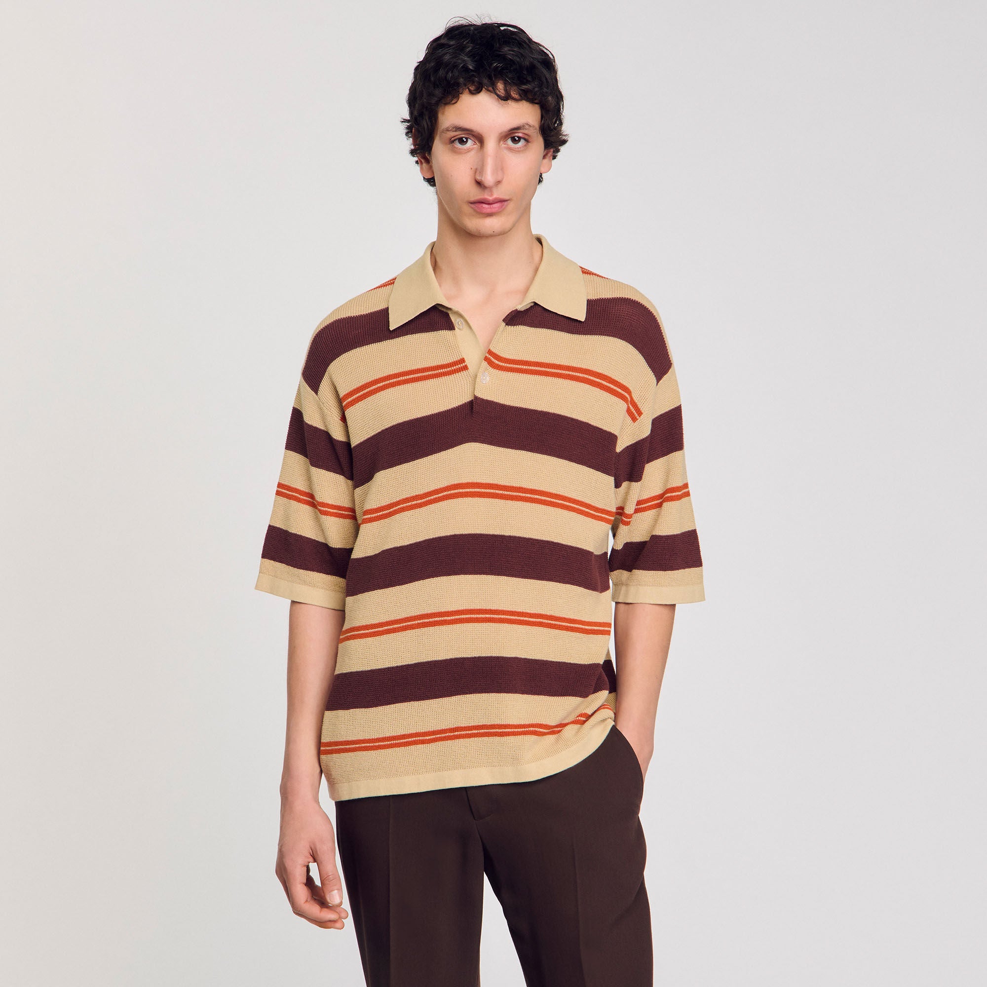 Stripes Polo Stripy Knit Polo Shirt Nut Nut