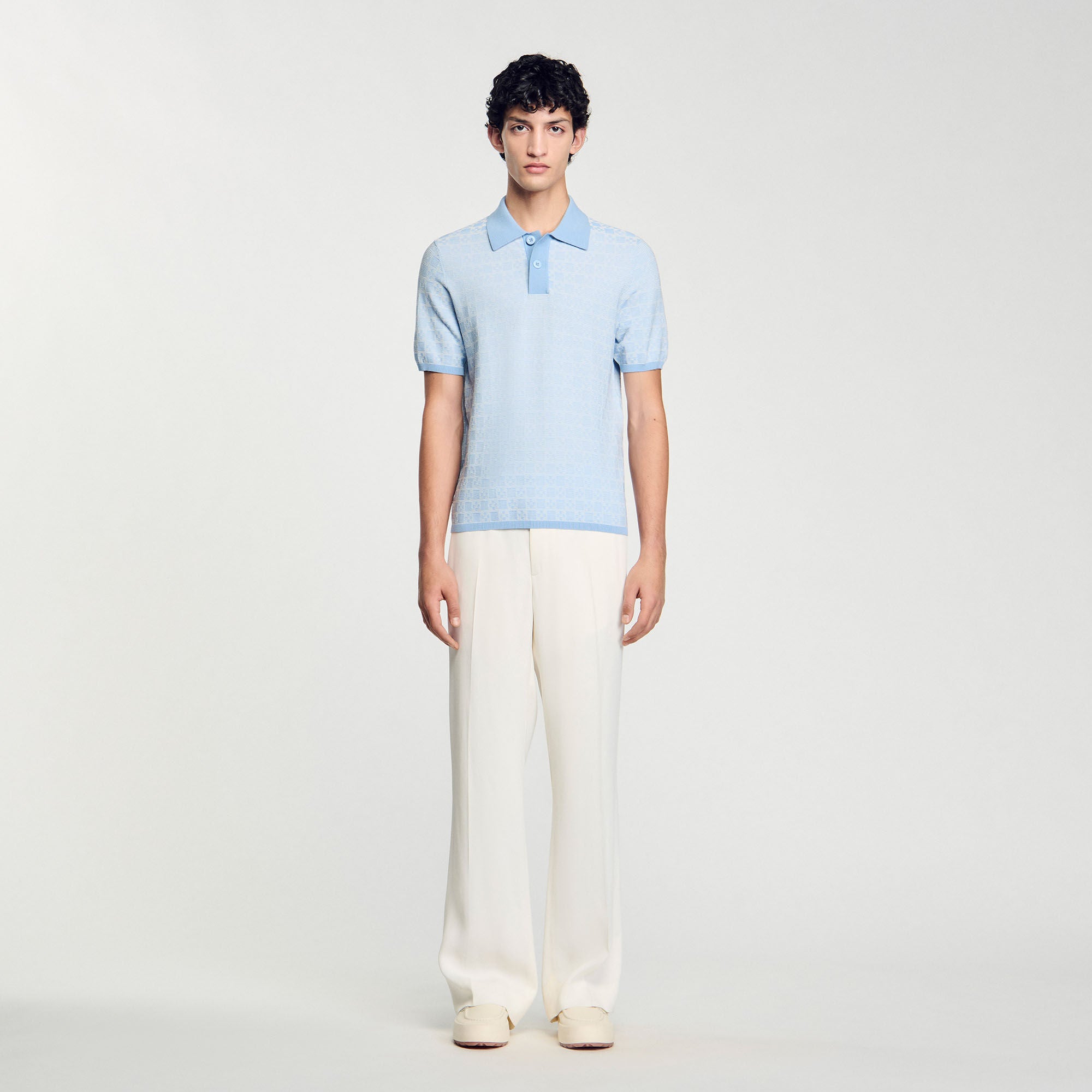 Cross Knit Polo Square Cross Polo Shirt Bluesky Bluesky