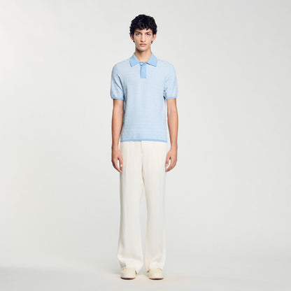 Cross Knit Polo Square Cross Polo Shirt Bluesky Bluesky