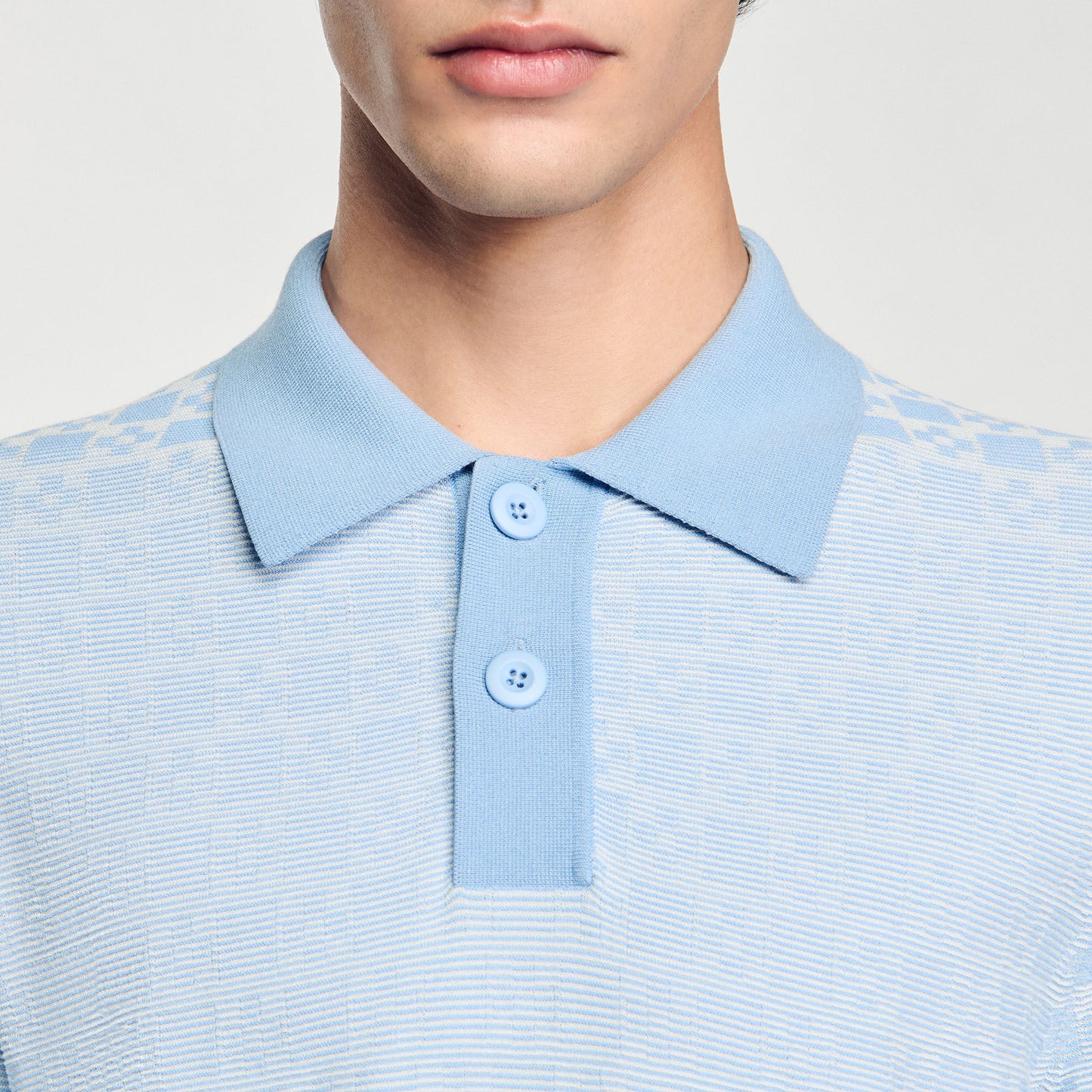 Cross Knit Polo Square Cross Polo Shirt Bluesky Bluesky