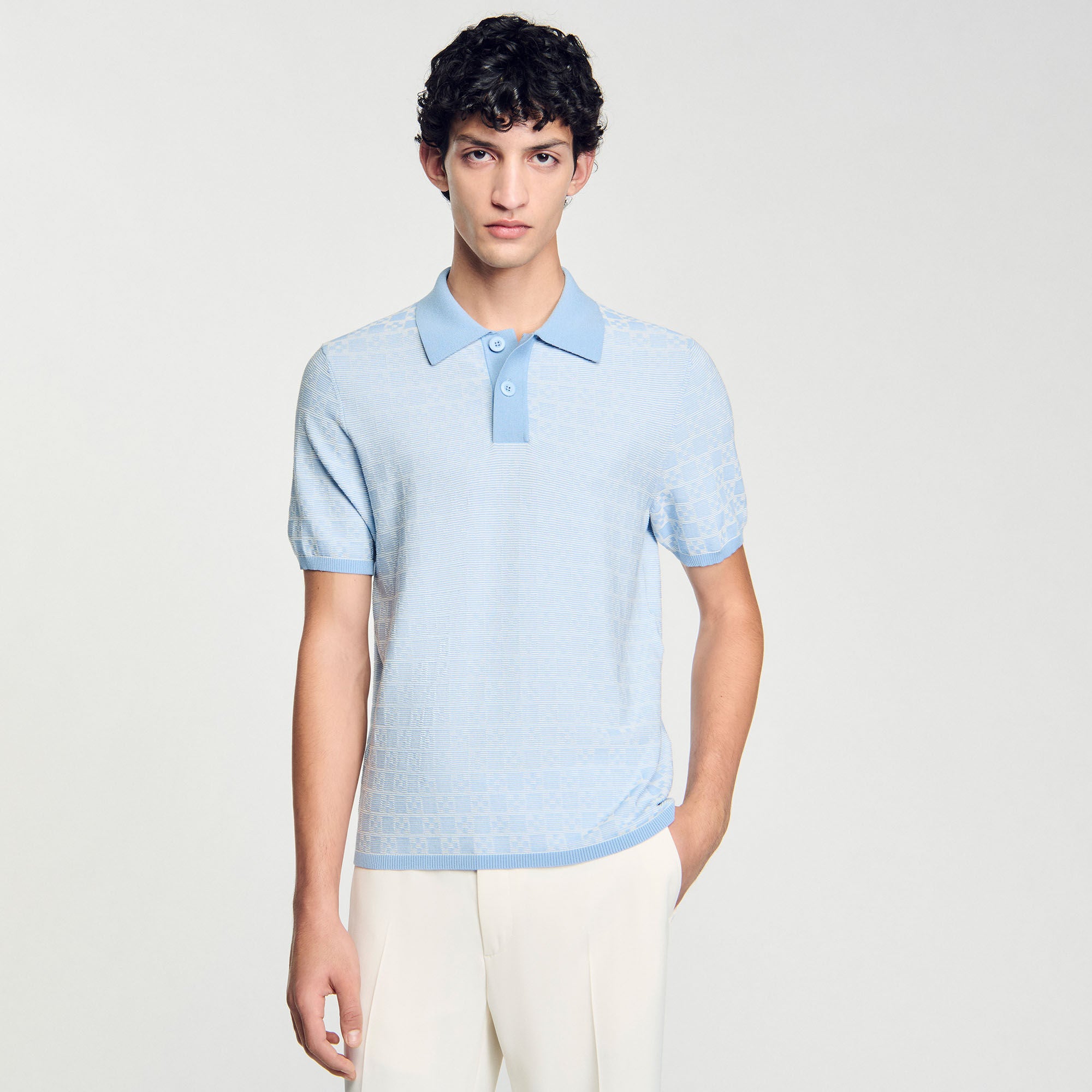 Cross Knit Polo Square Cross Polo Shirt Bluesky Bluesky