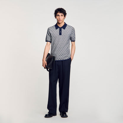 Cross Knit Polo Square Cross Polo Shirt Navyblue Navyblue