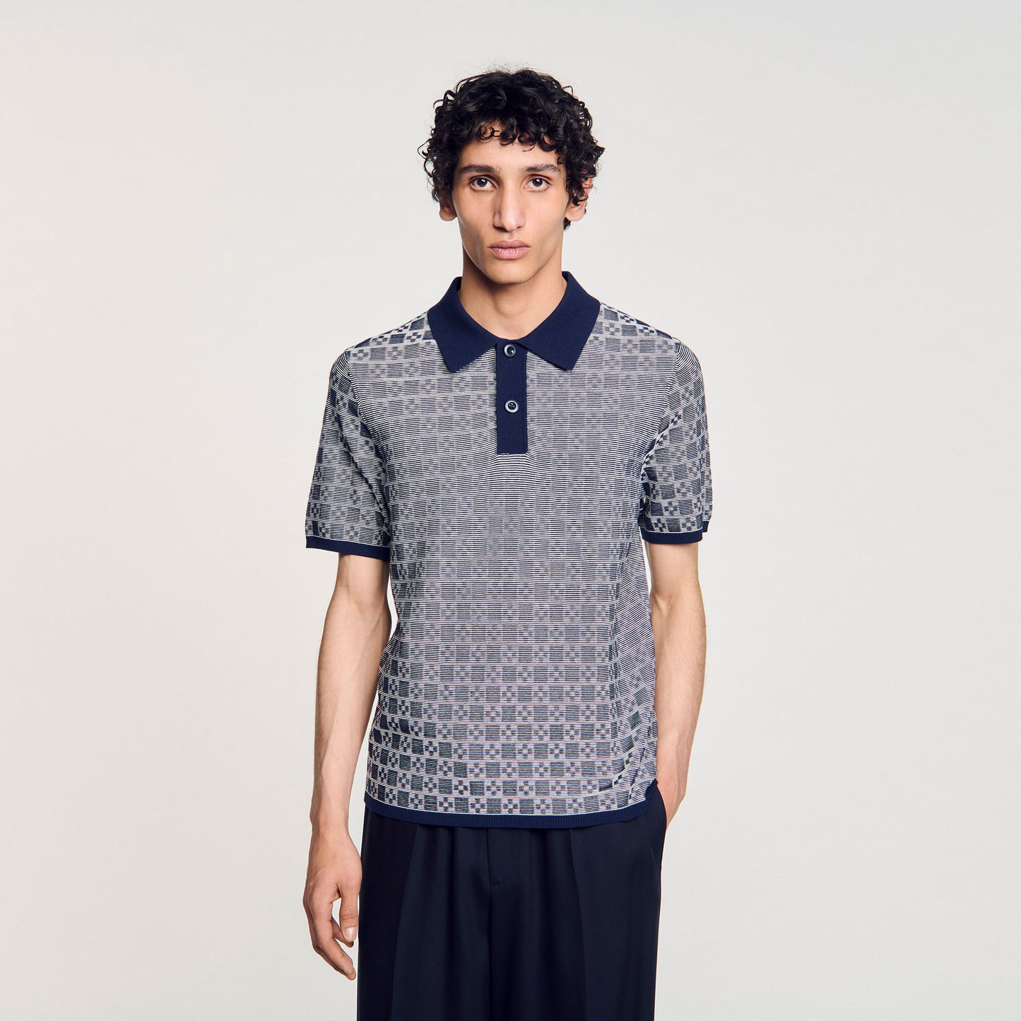 Cross Knit Polo Square Cross Polo Shirt Navyblue Navyblue