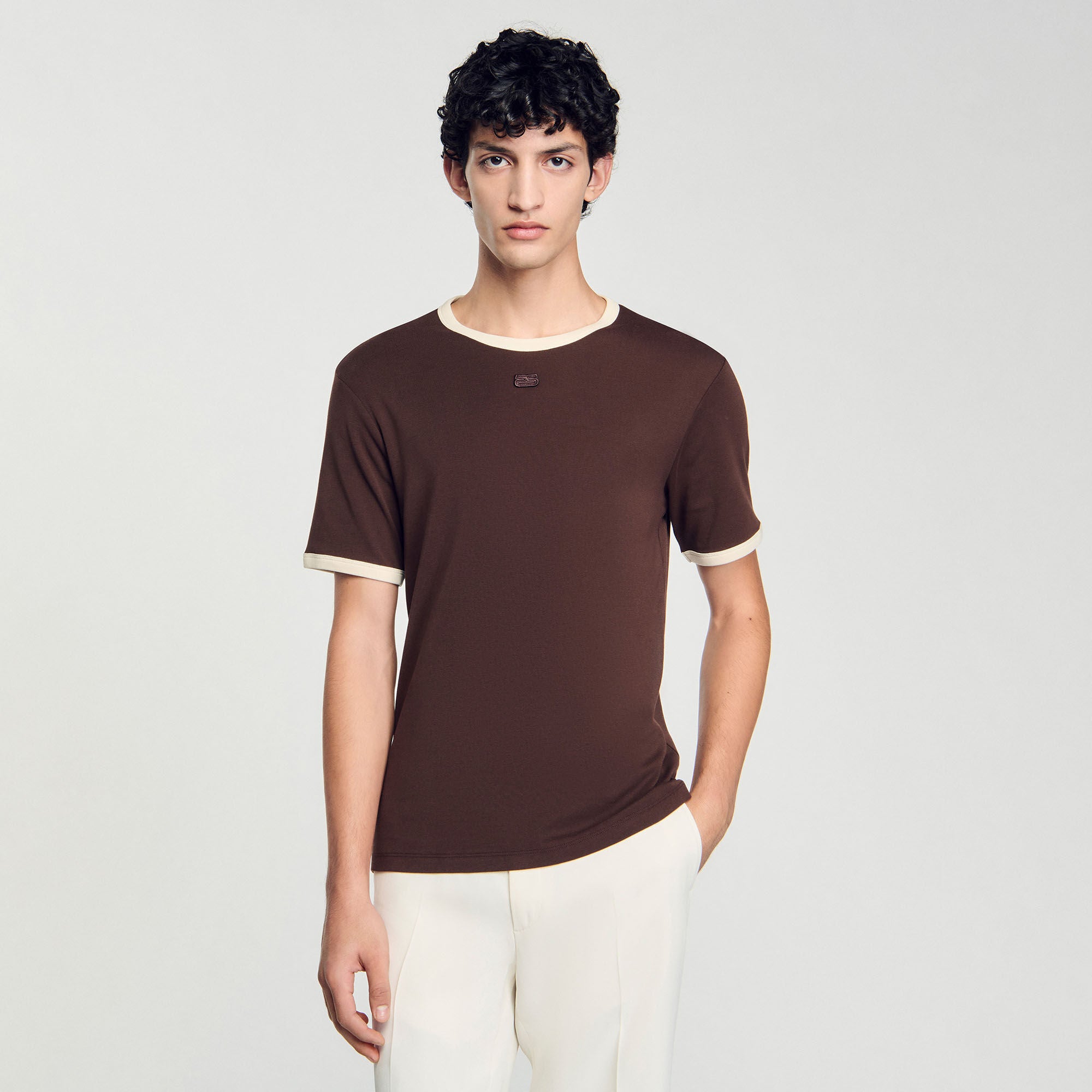 Two-Tone Patch T-Shirt Moka.