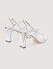 Metallic Leather Sandals Silver