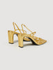 Embossed Leather Sandals Gold