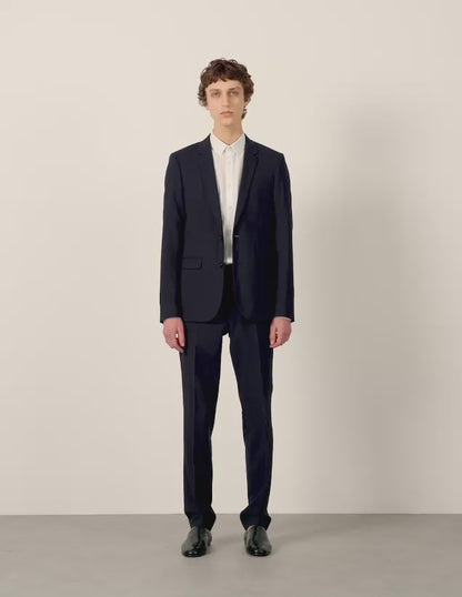 Classic Wool Suit Trousers Navy Blue